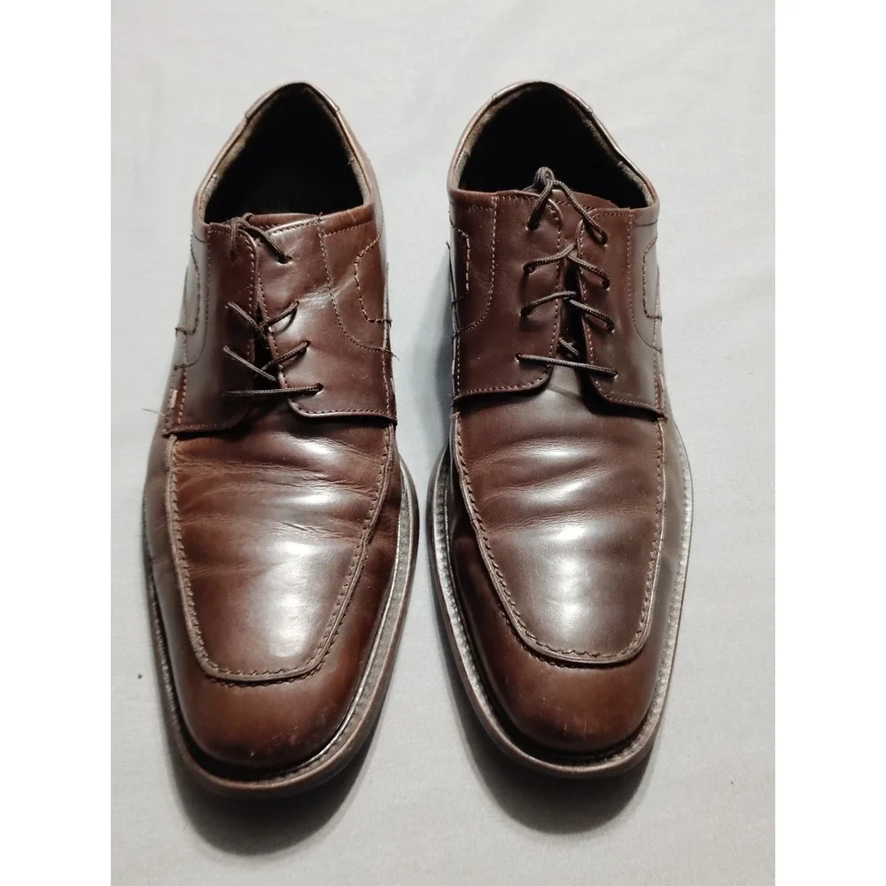 Johnston and Murphy Men‎ 9 Brown Leather Round Toe Oxford Lace Up Old Money Shoe
